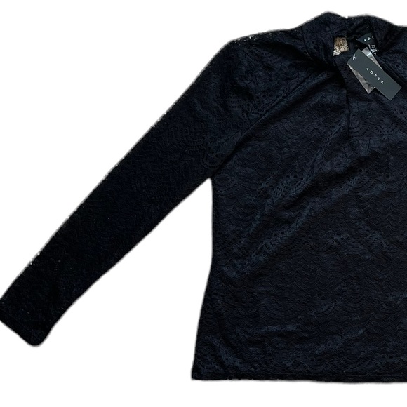 NWT Adiva Black Lace Long Sleeve Top | Women's XS - Picture 2 of 7